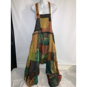 Kathmandu Imports Patchwork Overalls Jumpsuit Oversized Boho Hippie Baggy OS